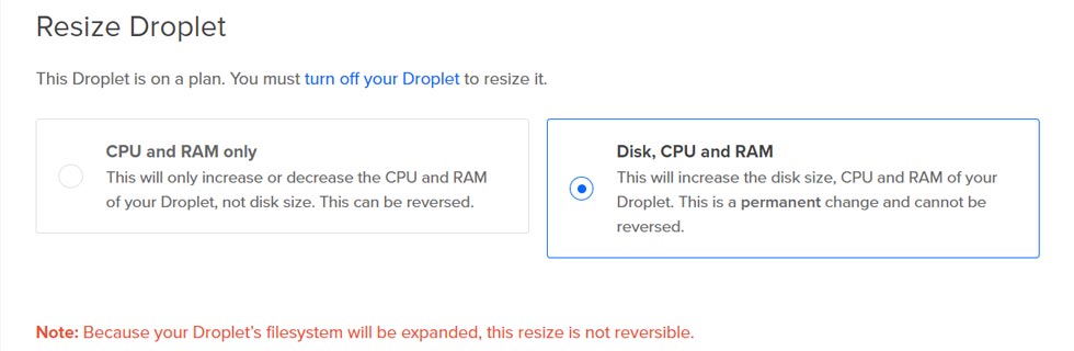 How long does it take to resize a DigitalOcean Droplet?